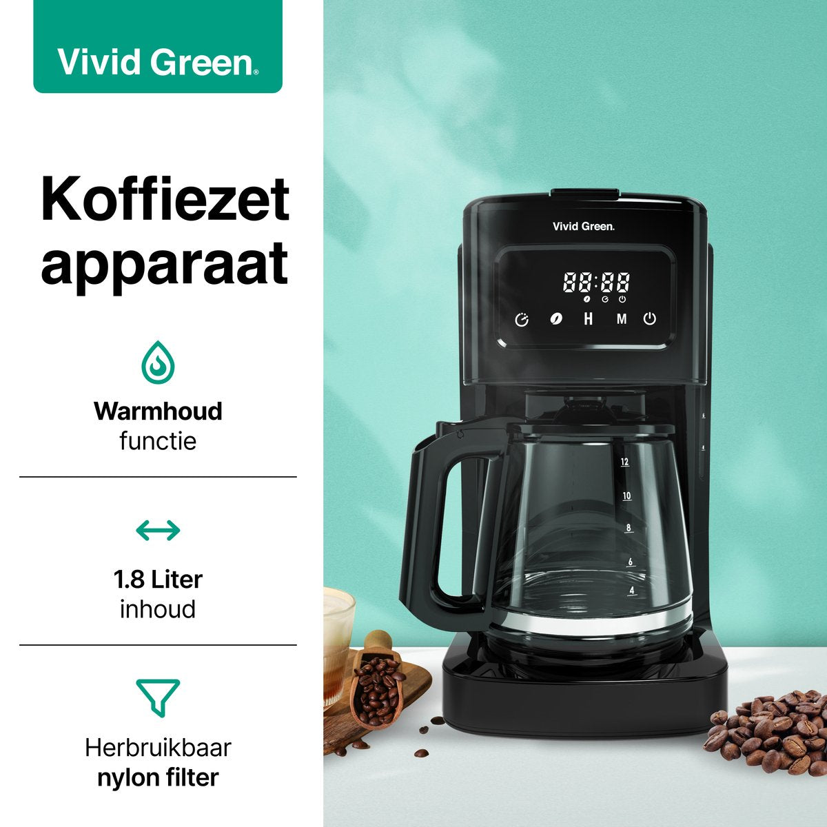 Koffiezetapparaat Filterkoffie 1.8L met Touch Display
