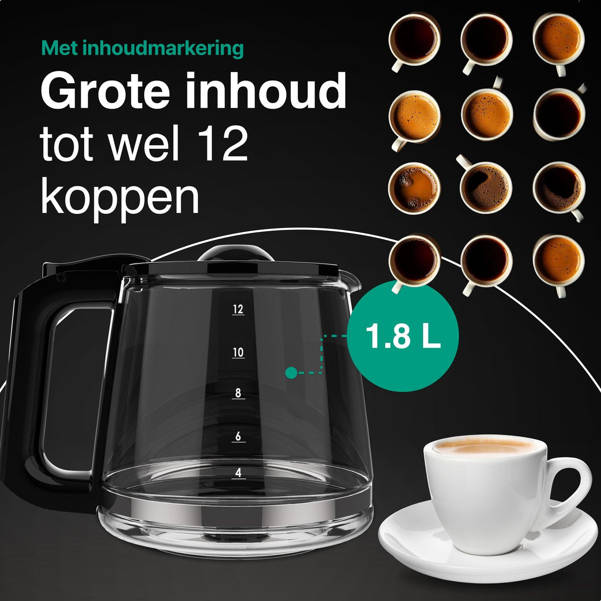 Koffiezetapparaat Filterkoffie 1.8L met Touch Display