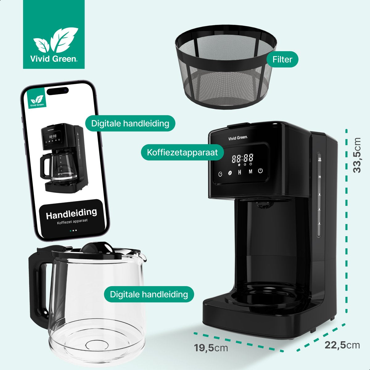 Koffiezetapparaat Filterkoffie 1.8L met Touch Display