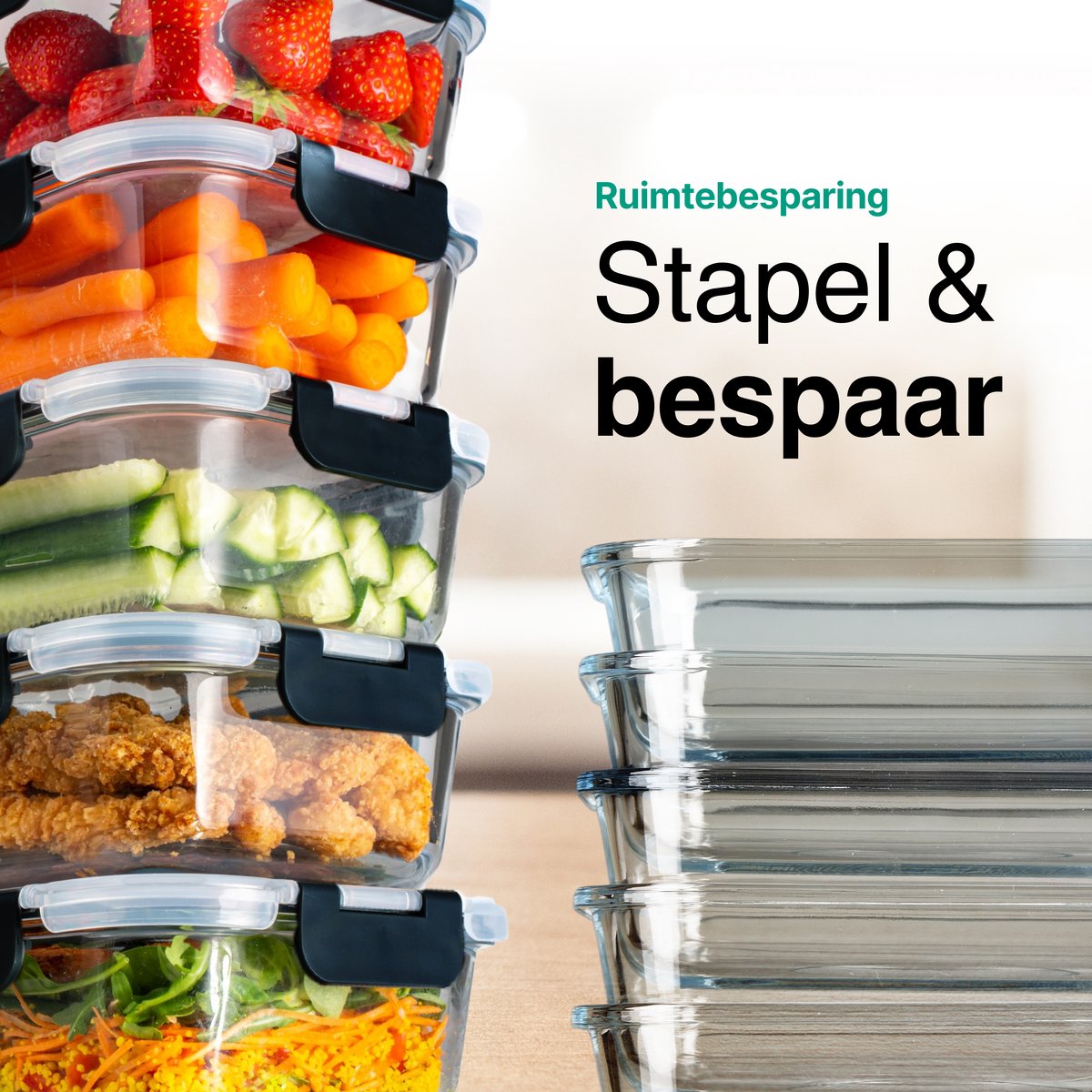Vivid Green Meal Prep Bakjes Glas