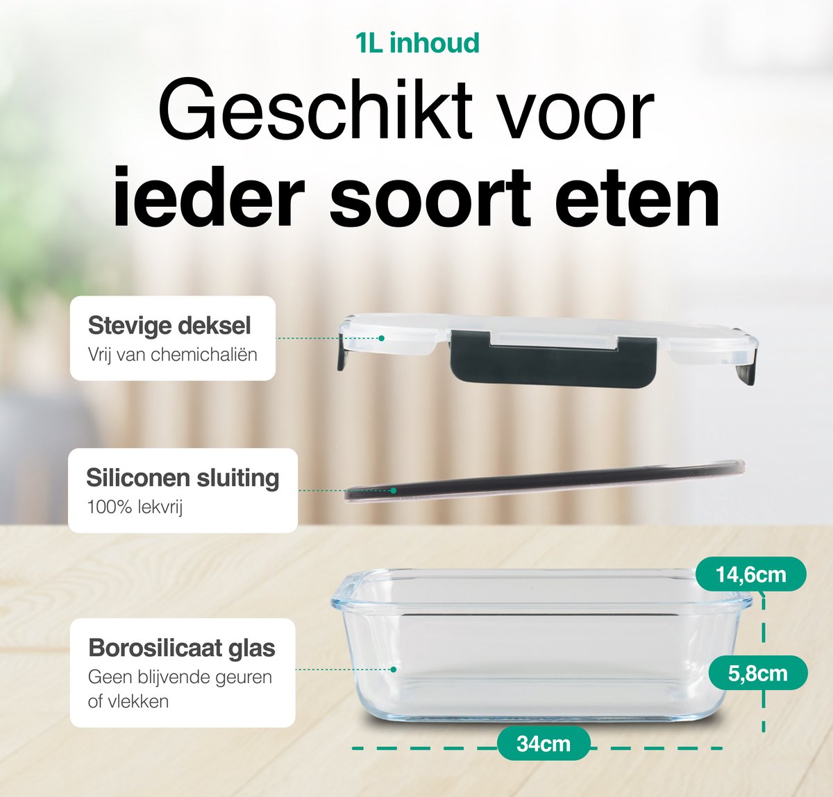 Vivid Green Meal Prep Bakjes Glas