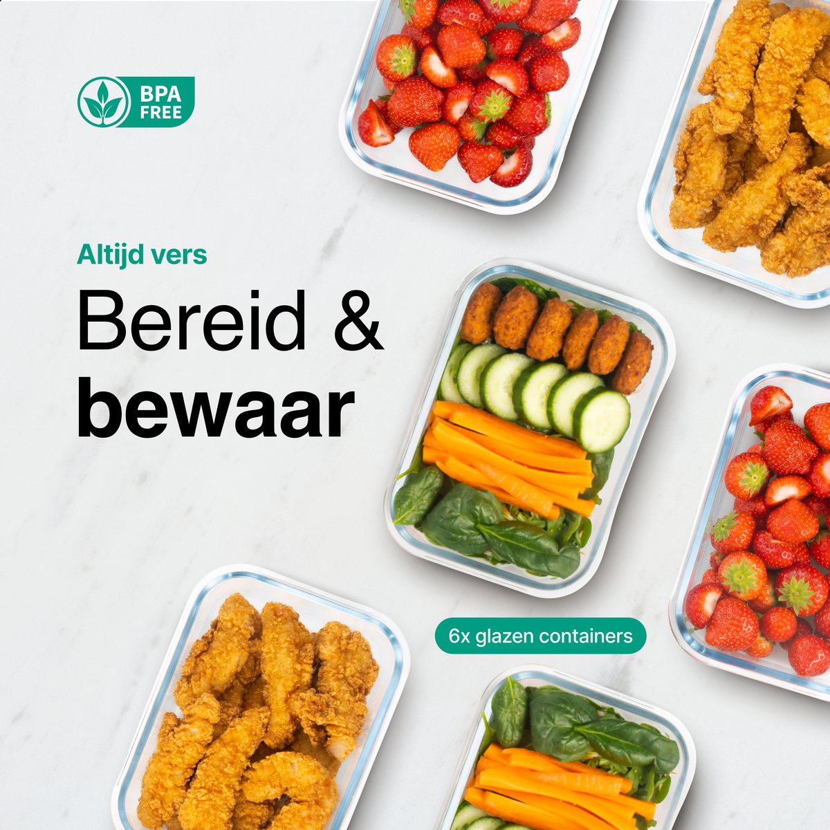 Vivid Green Meal Prep Bakjes Glas