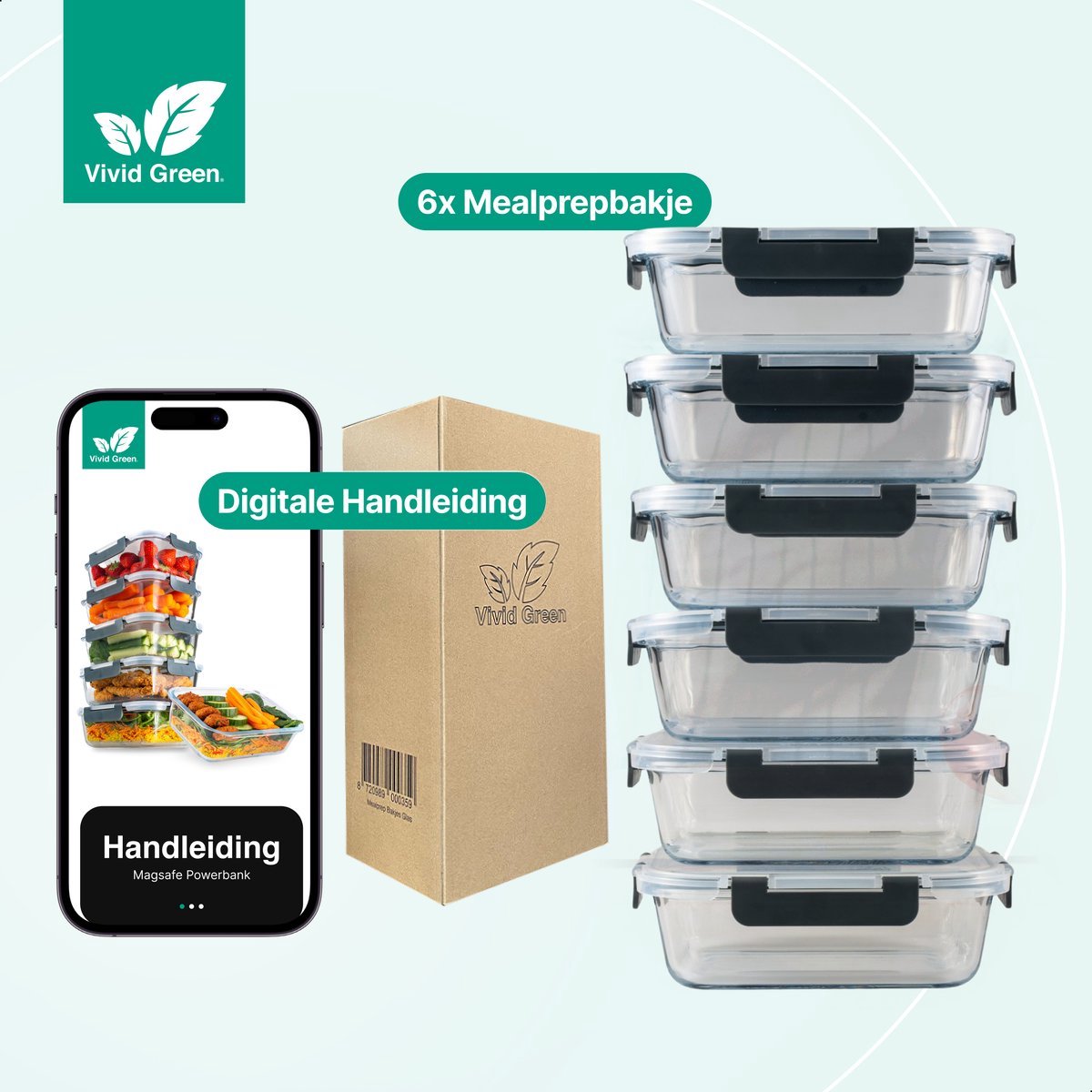 Vivid Green Meal Prep Bakjes Glas