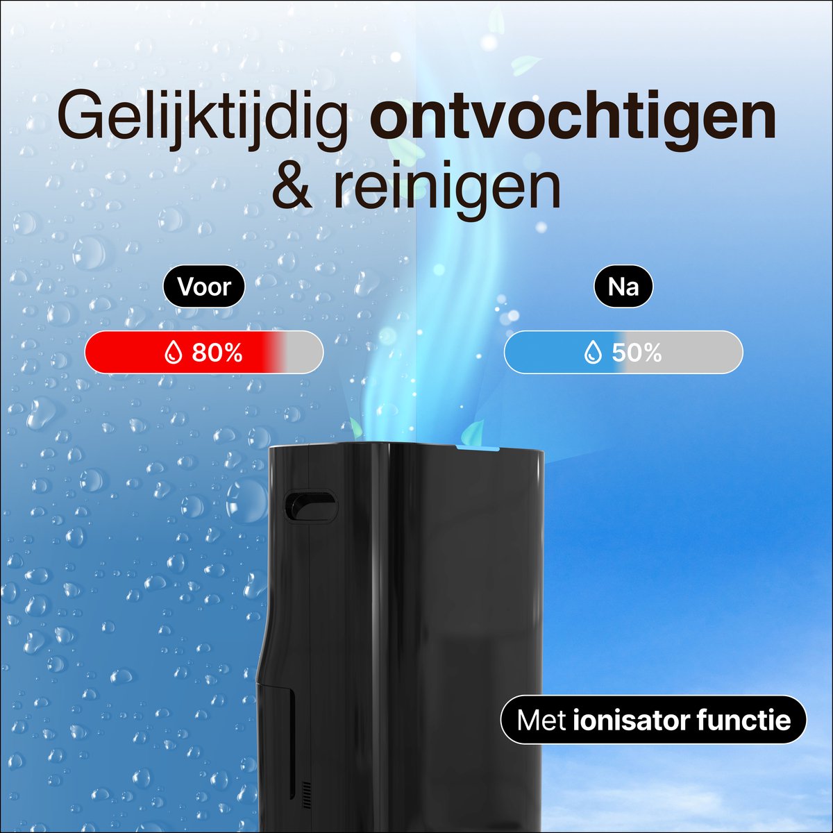 Luchtontvochtiger en Luchtreiniger 20L zwart
