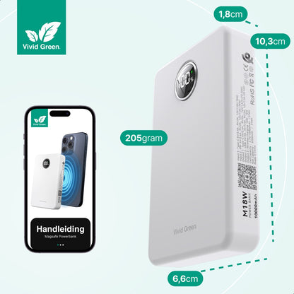 Draadloze Powerbank 10.000 mAh wit